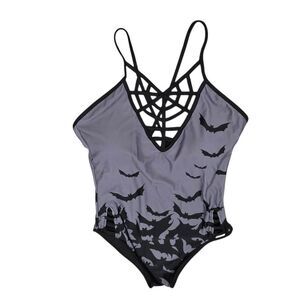 Too Fast Bat Print Strappy Swimsuit